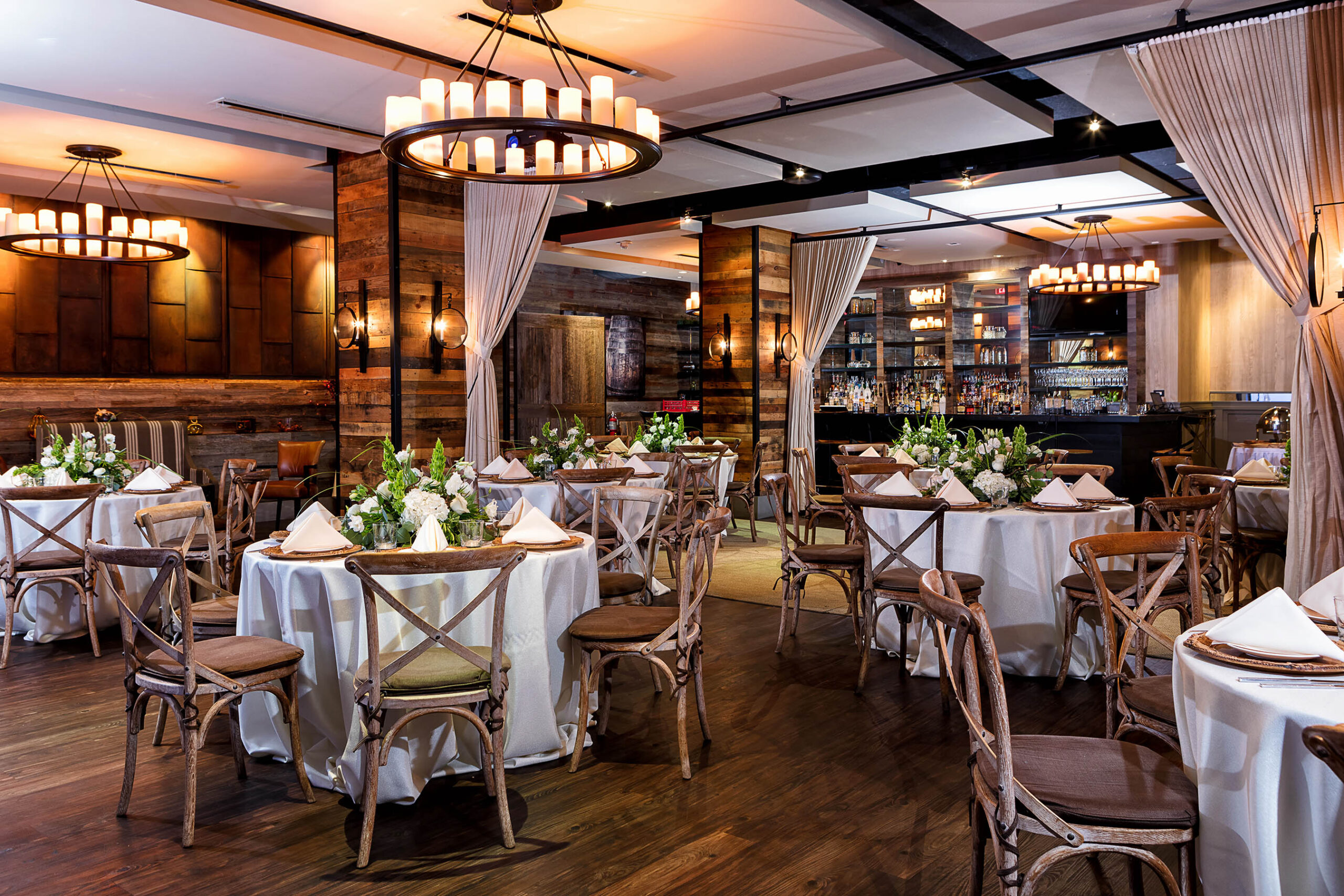 Farmer's Table Private Oak Room Set Up for a Party