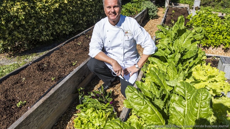 Chef Michael Schenk in his organic garden